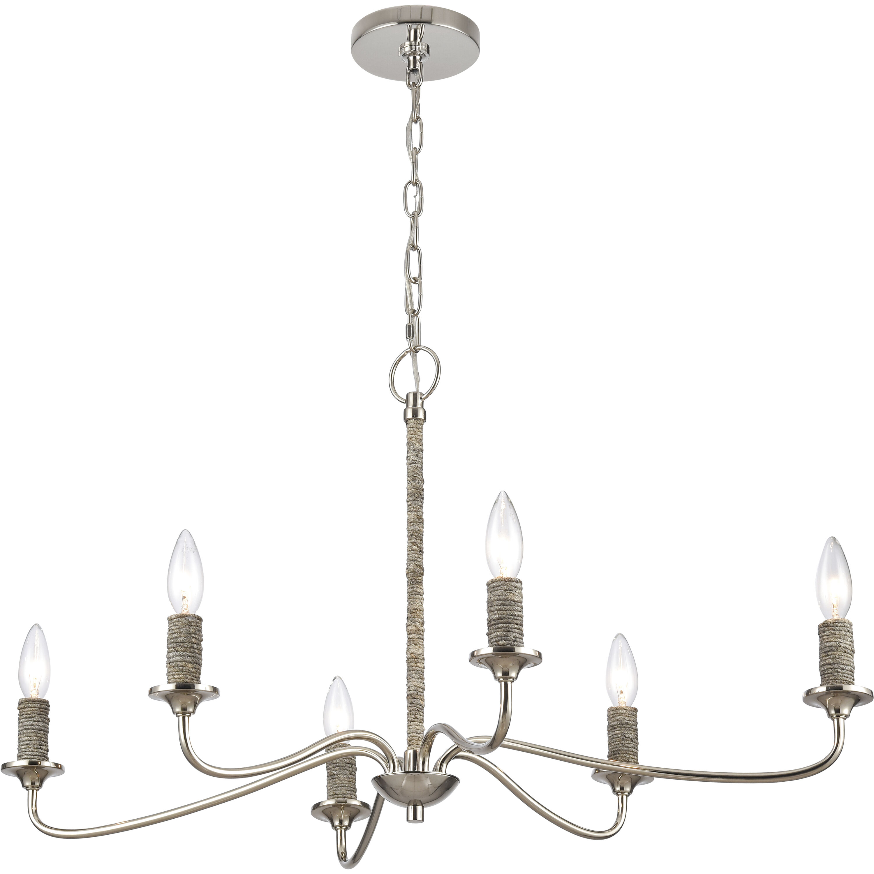 Abaca 6 Light 32 inch Polished Nickel Chandelier Ceiling Light