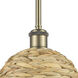 Woven Rattan 1 Light 8 inch Antique Brass Pendant Ceiling Light