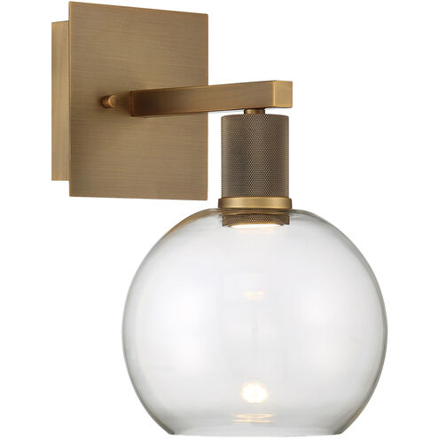 Port Nine LED 8 inch Antique Brushed Brass Wall Sconce Wall Light in Clear