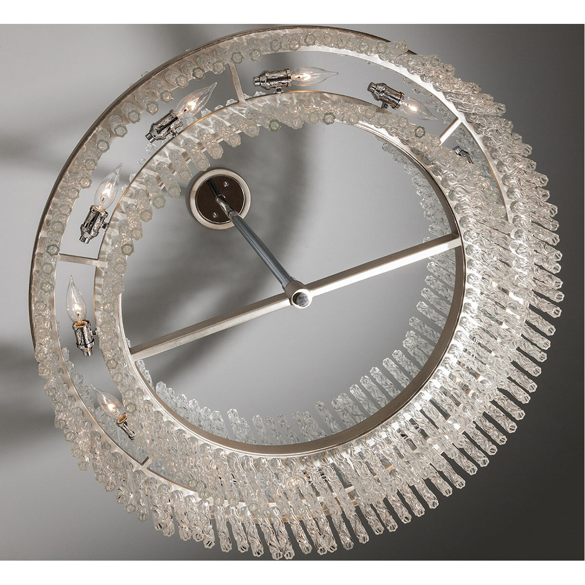 Chime 12 Light 36 inch Silver Leaf with Polished Stainless Accents Pendant Ceiling Light