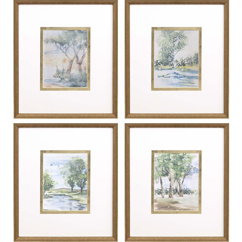 Along the Way Blue and Green and Brown and Multi Framed Art