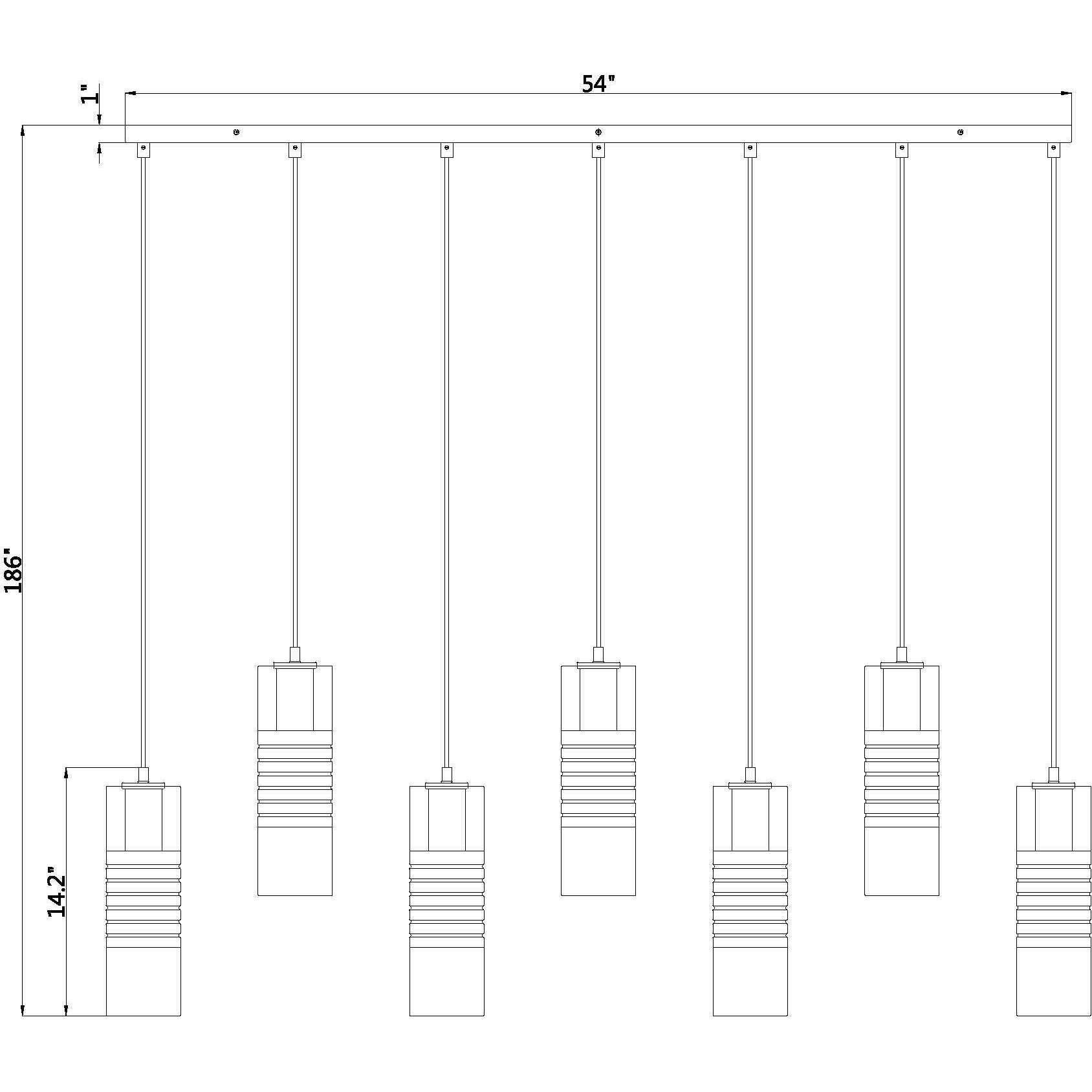 Alton 7 Light 54 inch Modern Gold Linear Chandelier Ceiling Light