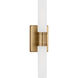 Keaton 2 Light 5 inch Satin Brass Bath Vanity Wall Light in Satin Etched Glass