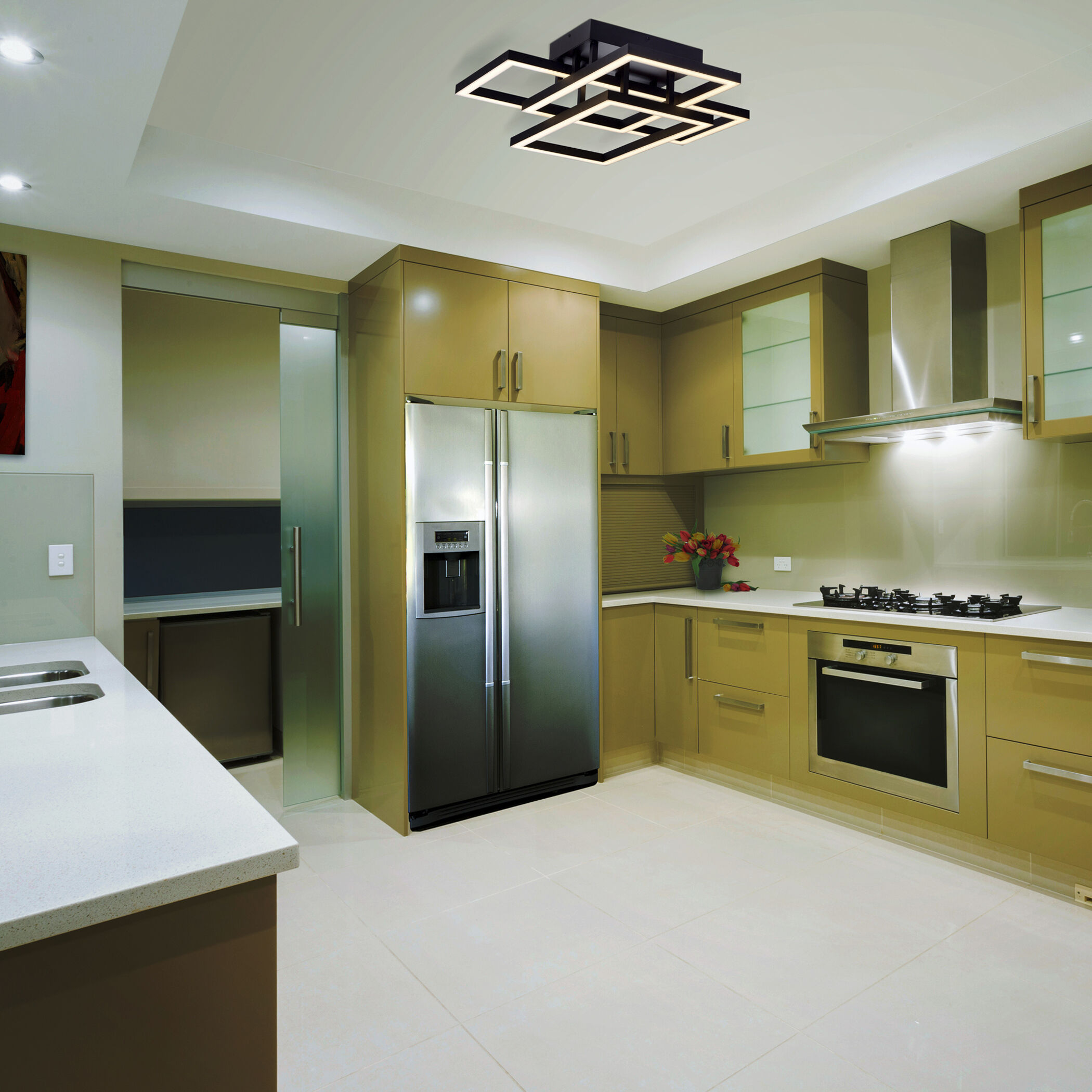 Radium 27.5 inch Black Semi-Flush Ceiling Light