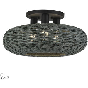 Deluna 3 Light 18 inch Black Semi Flush Mount Ceiling Light, Large