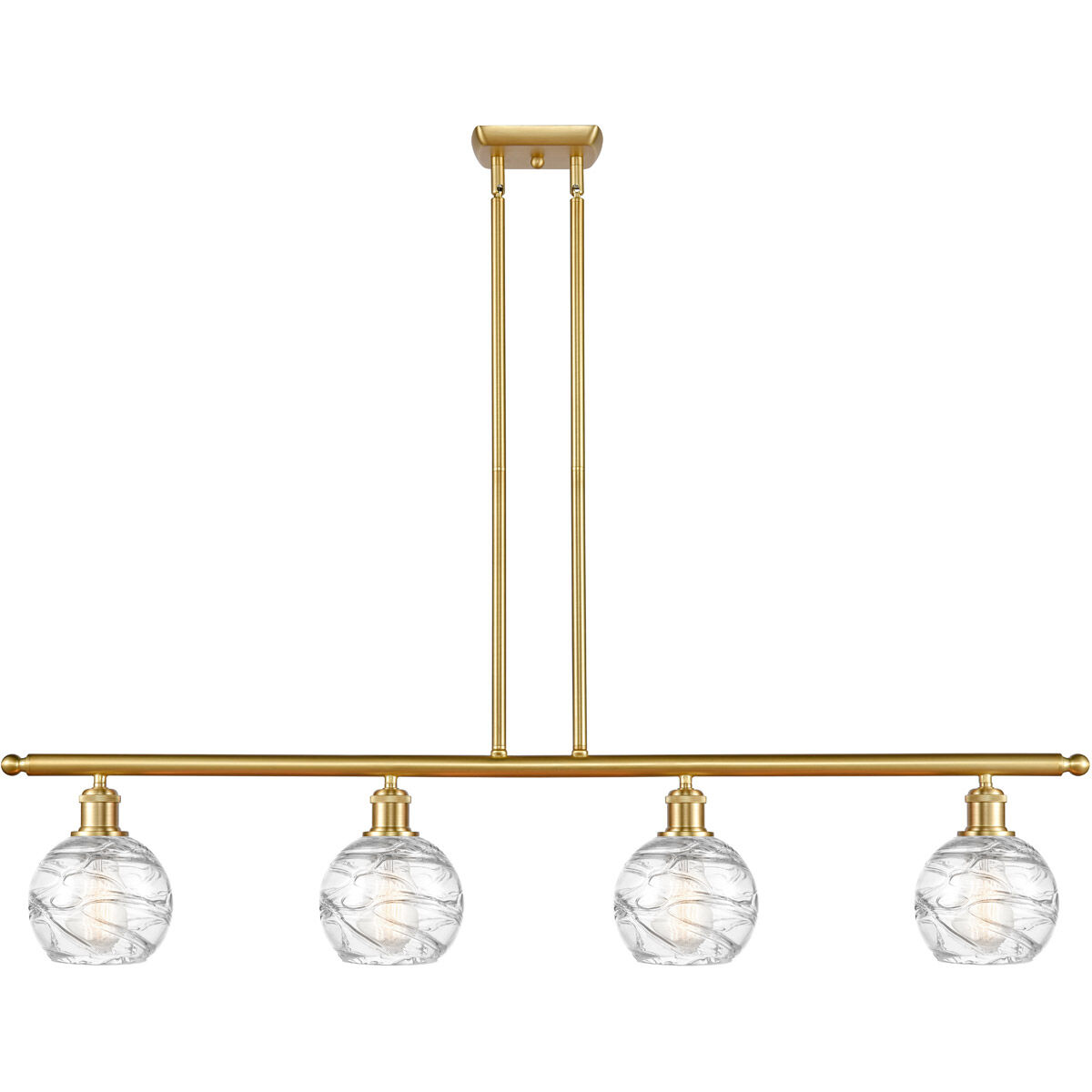 Ballston Small Deco Swirl 4 Light 46 inch Satin Gold Island Light Ceiling Light, Ballston