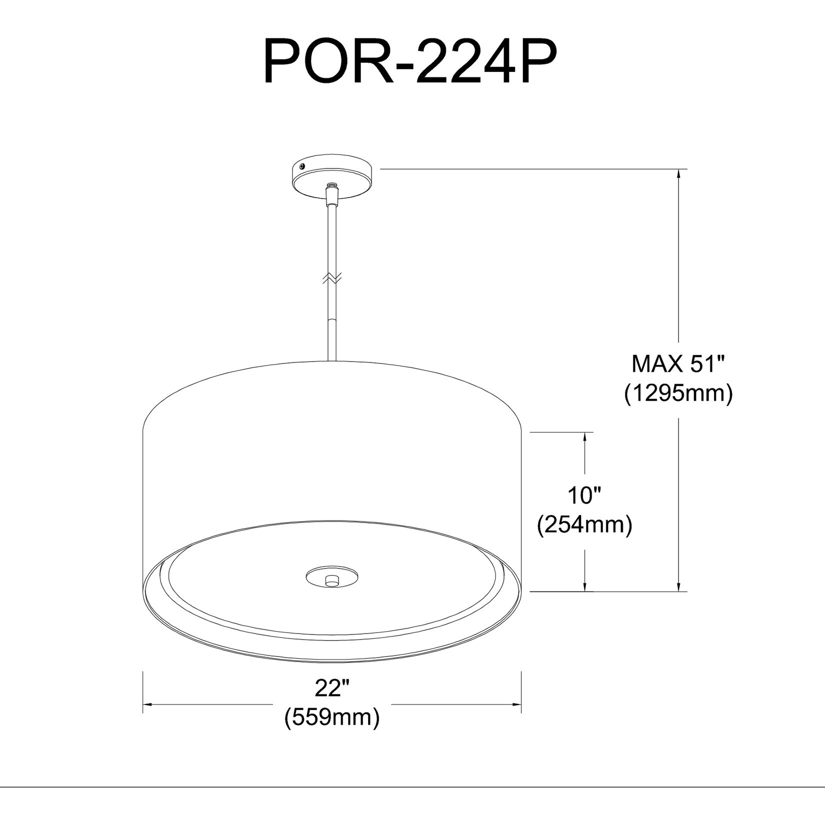 Porscha 4 Light 22 inch Matte Black with White Pendant Ceiling Light