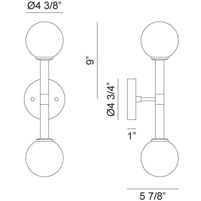Stellar Wall Sconce Wall Light in Black and Opal Glass