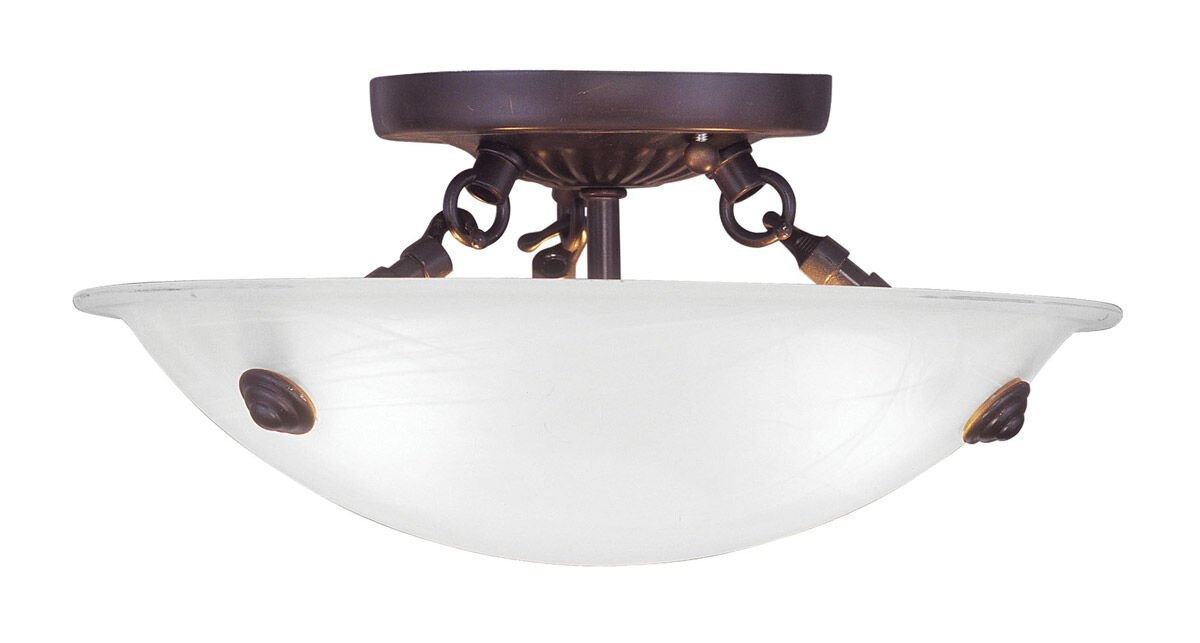 Oasis 3 Light 12 inch Bronze Semi-Flush Mount Ceiling Light