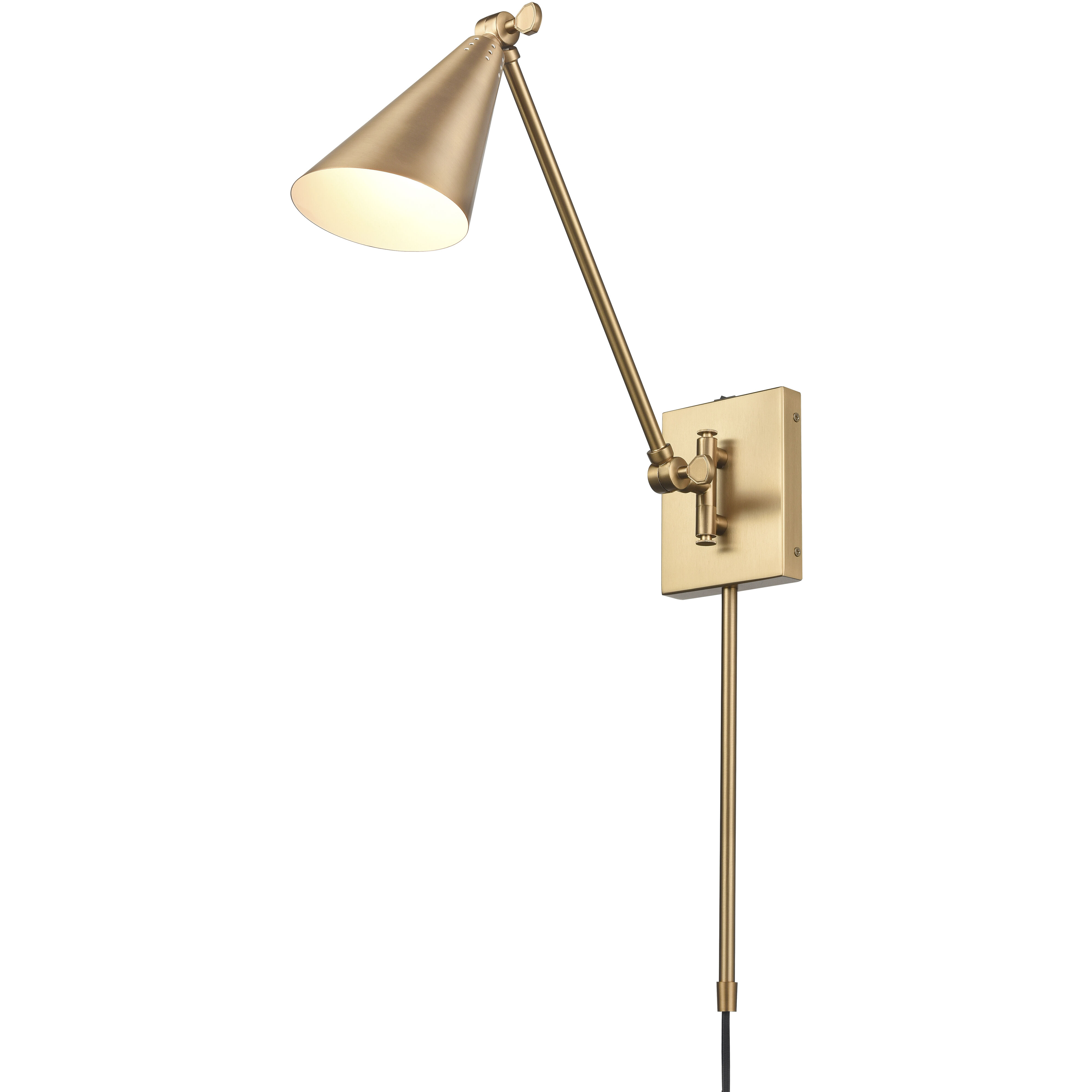 Whitmire 17.75 inch 60 watt Brushed Gold Swingarm Sconce Wall Light, Plug-In/Hardwire