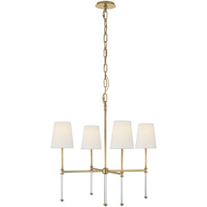 Suzanne Kasler Camille 4 Light 27.25 inch Hand-Rubbed Antique Brass Chandelier Ceiling Light in Linen, Small