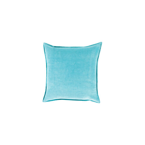 Cotton Velvet 22 X 22 inch Aqua Pillow Kit, Square