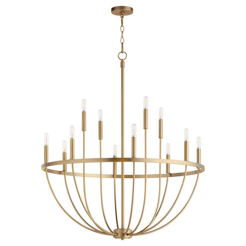 Tribute 12 Light 34 inch Aged Brass Chandelier Ceiling Light