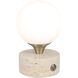 Abril 8.25 inch Travertine and Brass Rechargeable LED Accent Lamp Portable Light