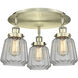 Chatham 3 Light 18.25 inch Antique Brass Flush Mount Ceiling Light in Clear