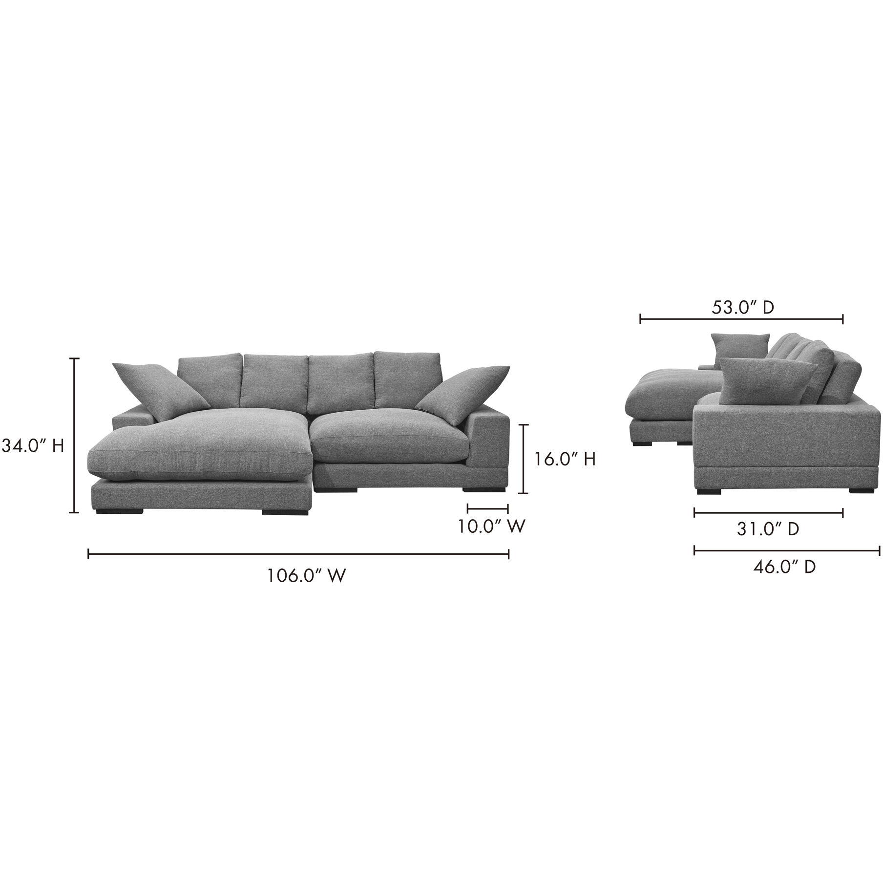 Plunge 106 X 46 inch Grey Sectional