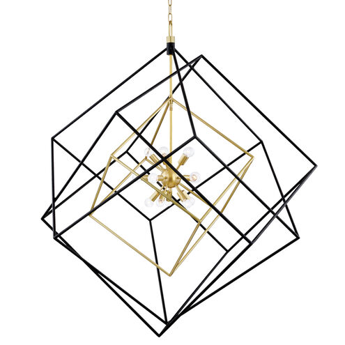 Roundout 15 Light 42 inch Aged Brass / Black Pendant Ceiling Light