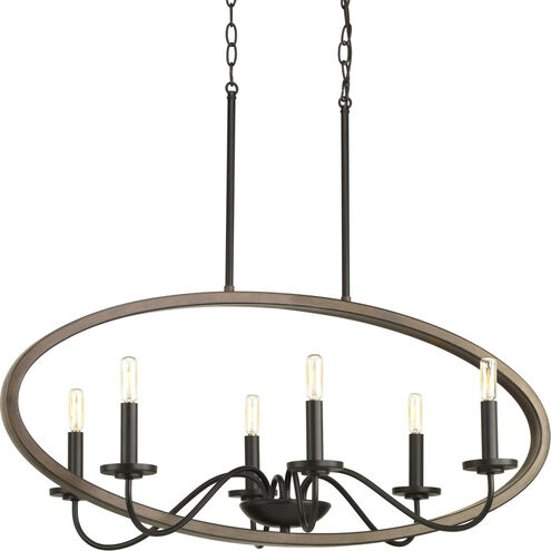 Fontayne 6 Light 36 inch Antique Bronze Chandelier Ceiling Light, Design Series