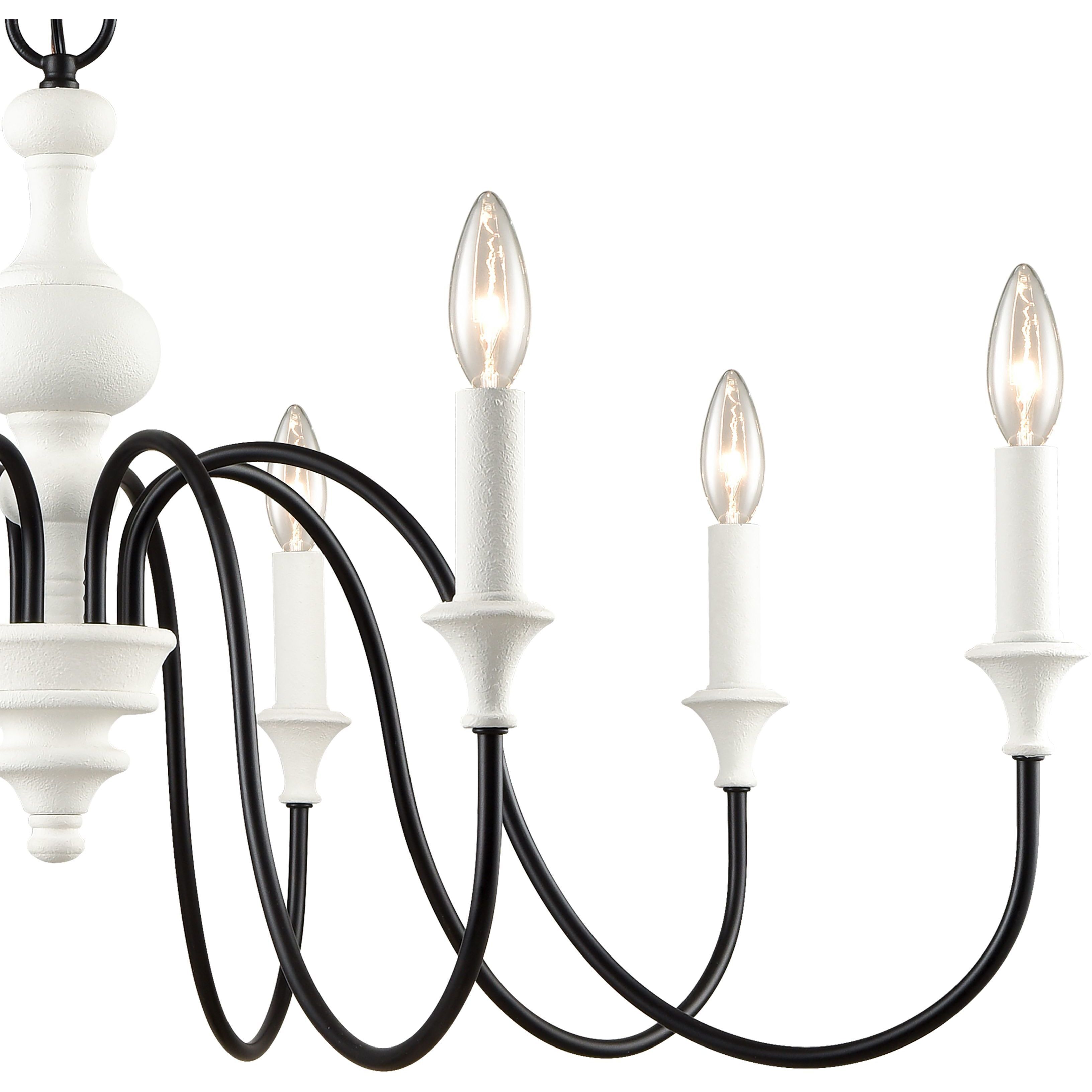 Val de Loire 8 Light 36 inch Textured White with Black Chandelier Ceiling Light
