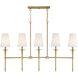 Trundle 5 Light 48 inch Warm Brass Linear Chandelier Ceiling Light, Lighting One