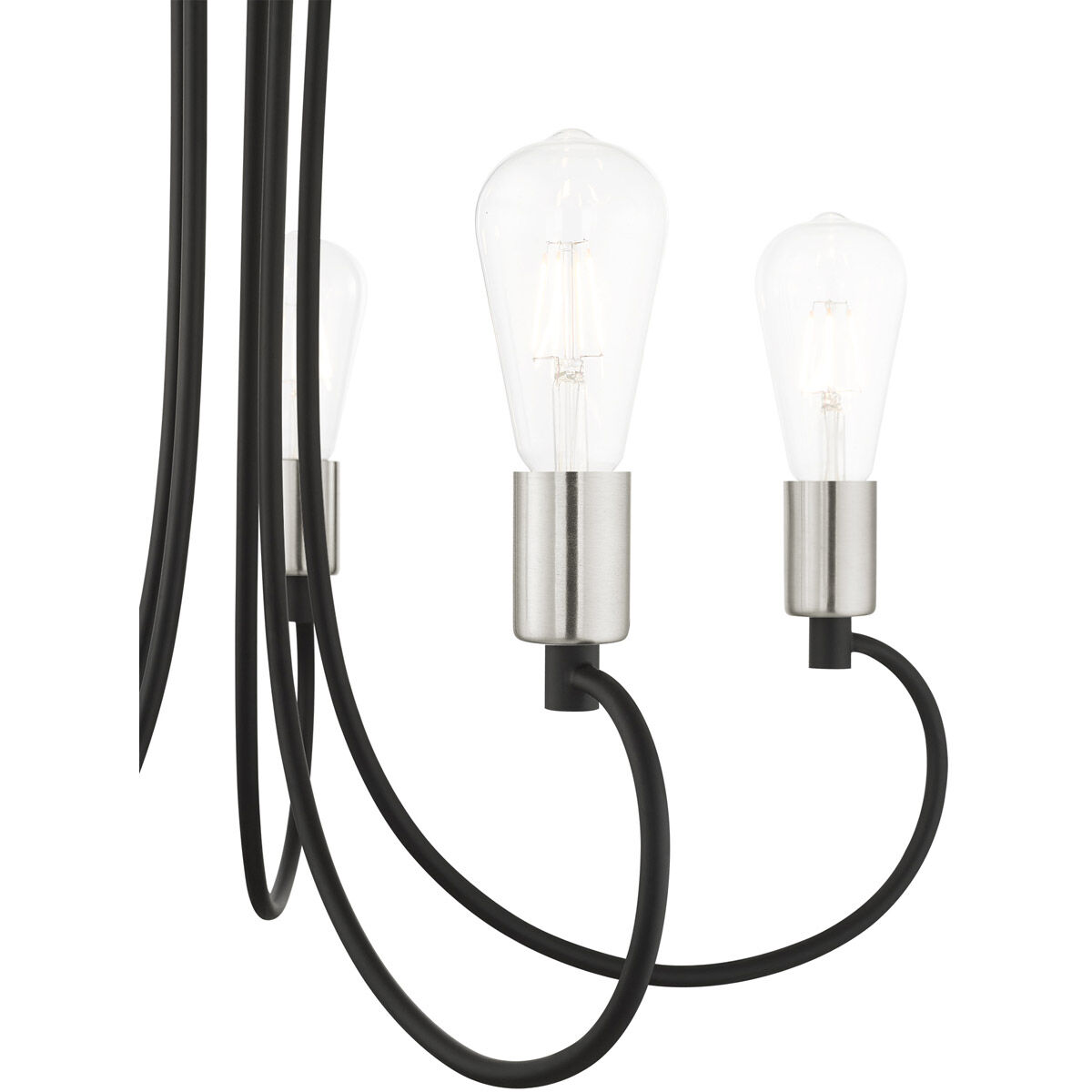 Bari 5 Light 25 inch Black with Brushed Nickel Accents Chandelier Ceiling Light