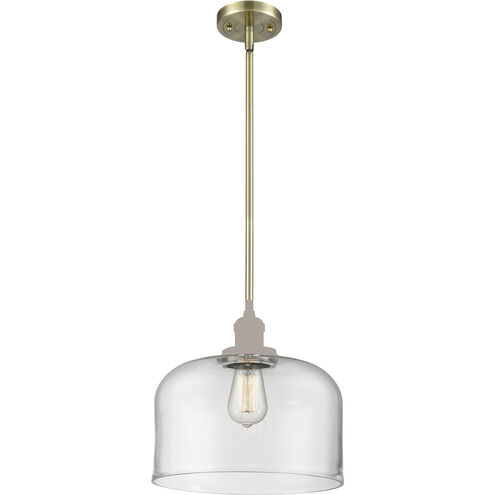 Franklin Restoration Bell 1 Light 12 inch Antique Brass Mini Pendant Ceiling Light in Incandescent, Clear, Franklin Restoration