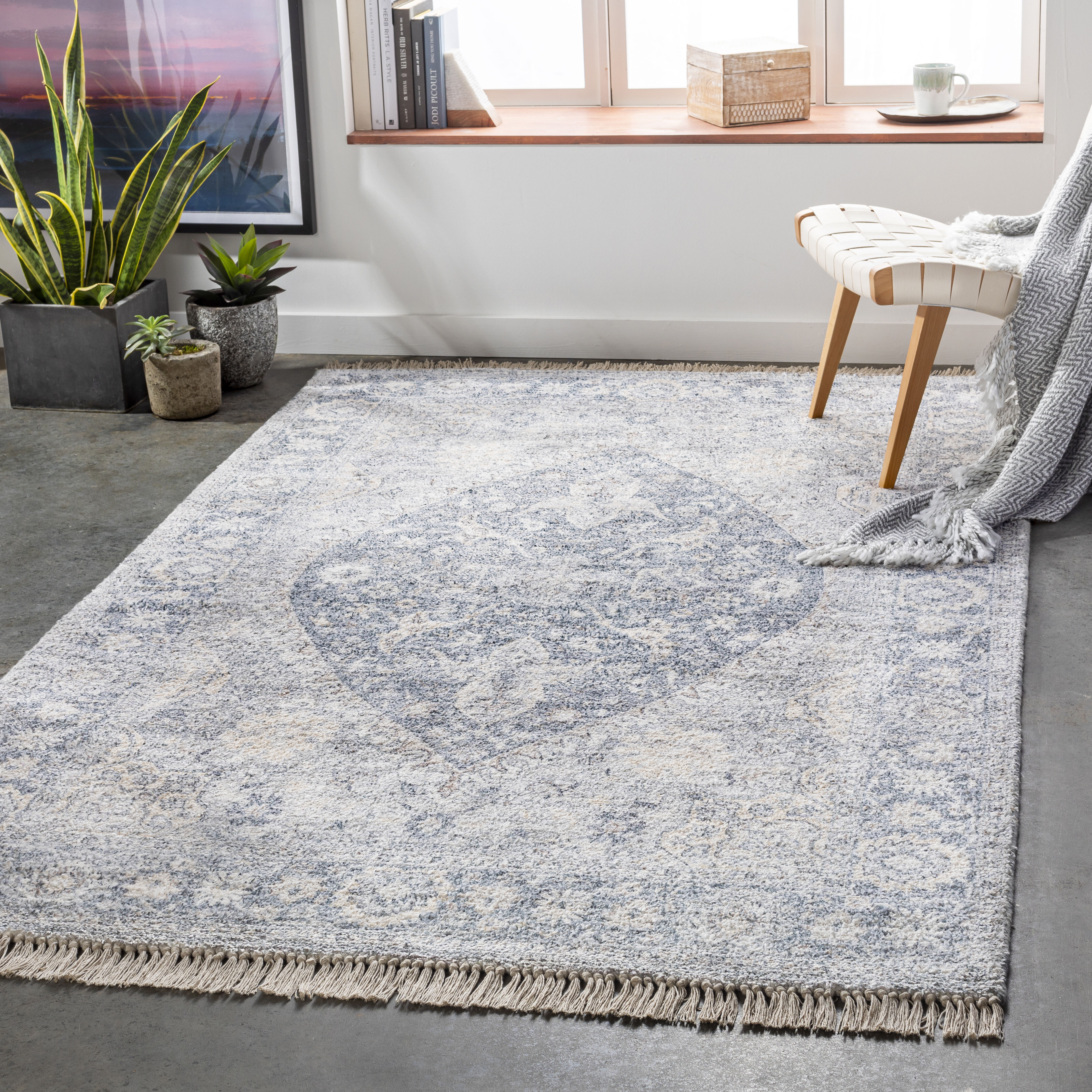 Sivas 36 X 24 inch Light Gray Rug in 2 x 3, Rectangle