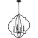 Dublin 4 Light 22 inch Noir Foyer Pendant Ceiling Light, Quorum Home