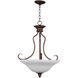 Linden Lane 3 Light 21 inch Old Bronze Inverted Pendant Ceiling Light in White Frosted Glass