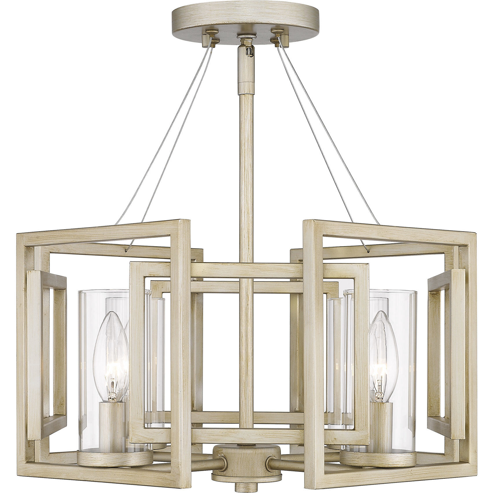 Marco 4 Light 16 inch White Gold Semi-Flush Mount Ceiling Light, Convertible