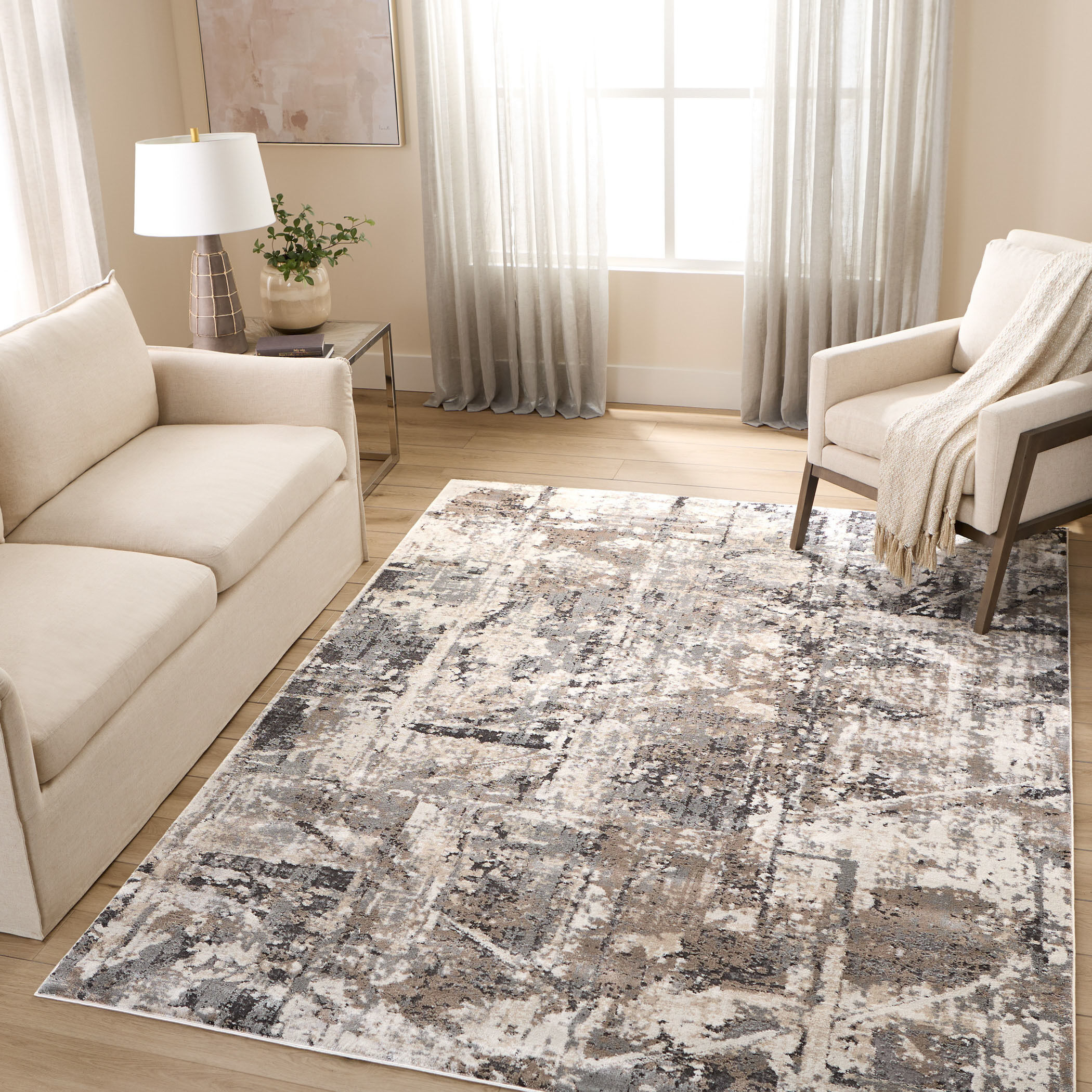 Hadim 114 X 79 inch Black/Grey Rug in 6 x 9