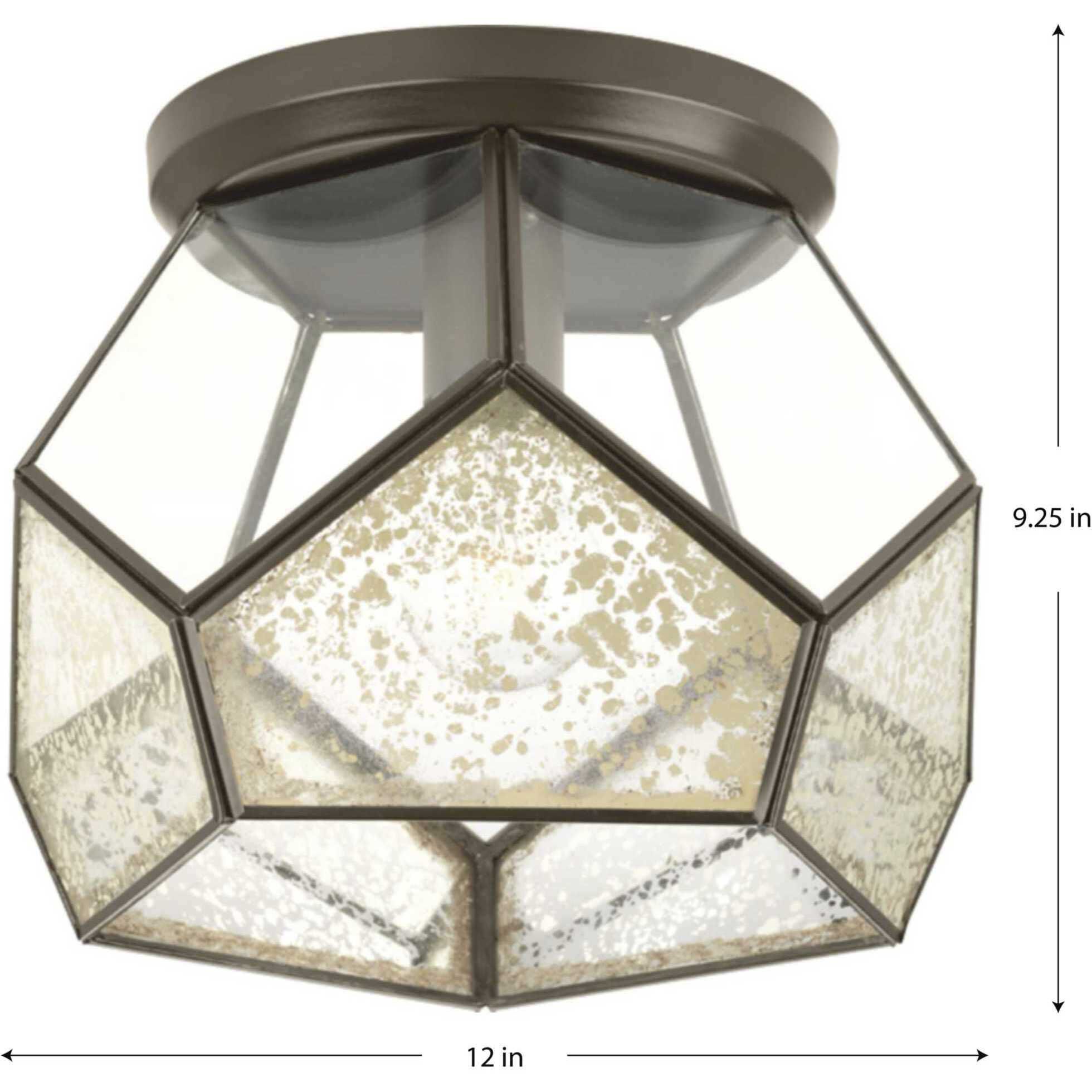 Cinq 1 Light 12 inch Antique Bronze Flush Mount Ceiling Light, Design Series