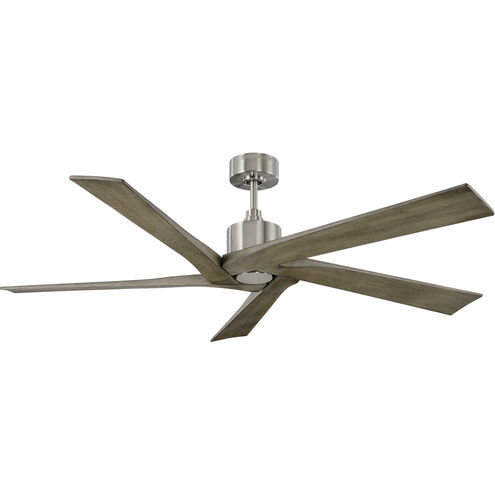 Aspen 56 inch Brushed Steel with Light Grey Weathered Oak Blades Ceiling Fan