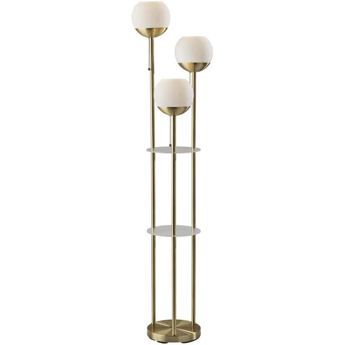 Bianca 63 inch 40.00 watt Antique Brass Floor Lamp Portable Light, with Shelf