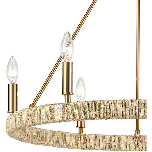 Laucala 6 Light 27 inch Satin Brass with Natural Abaca Chandelier Ceiling Light