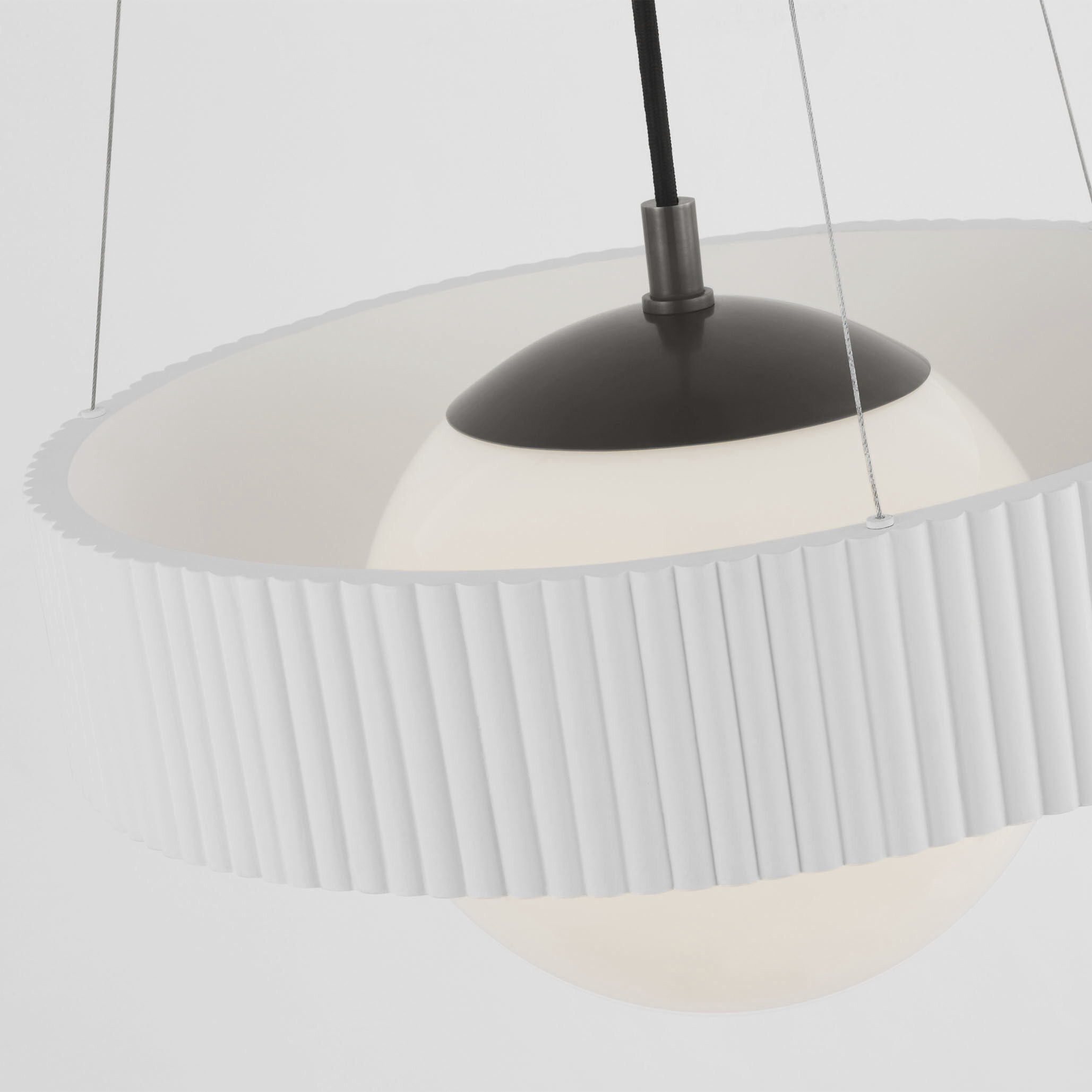 Windsor Smith Arena LED 18.5 inch Bronze and Matte White Ring and Globe Chandelier Ceiling Light