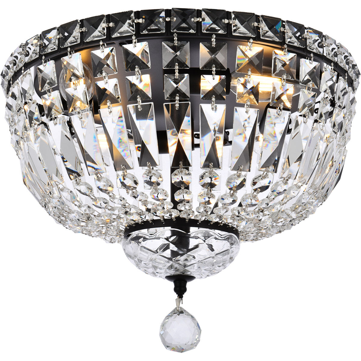 Tranquil 4 Light 14 inch Black and Clear Flush Mount Ceiling Light