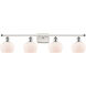 Ballston Fenton 4 Light 36 inch White and Polished Chrome Bath Vanity Light Wall Light in Matte White Glass, Ballston