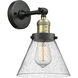 Franklin Restoration Large Cone 1 Light 8 inch Black Antique Brass Semi-Flush Mount Ceiling Light in Seedy Glass, Franklin Restoration