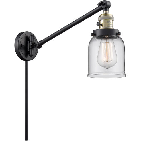 Small Bell 21 inch 60.00 watt Black Antique Brass Swing Arm Wall Light, Franklin Restoration