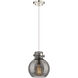 Downtown Urban Newton Sphere 1 Light 8 inch Polished Nickel Mini Pendant Ceiling Light in Plated Smoke