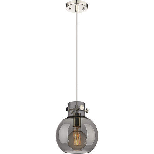 Downtown Urban Newton Sphere 1 Light 8 inch Polished Nickel Mini Pendant Ceiling Light in Plated Smoke