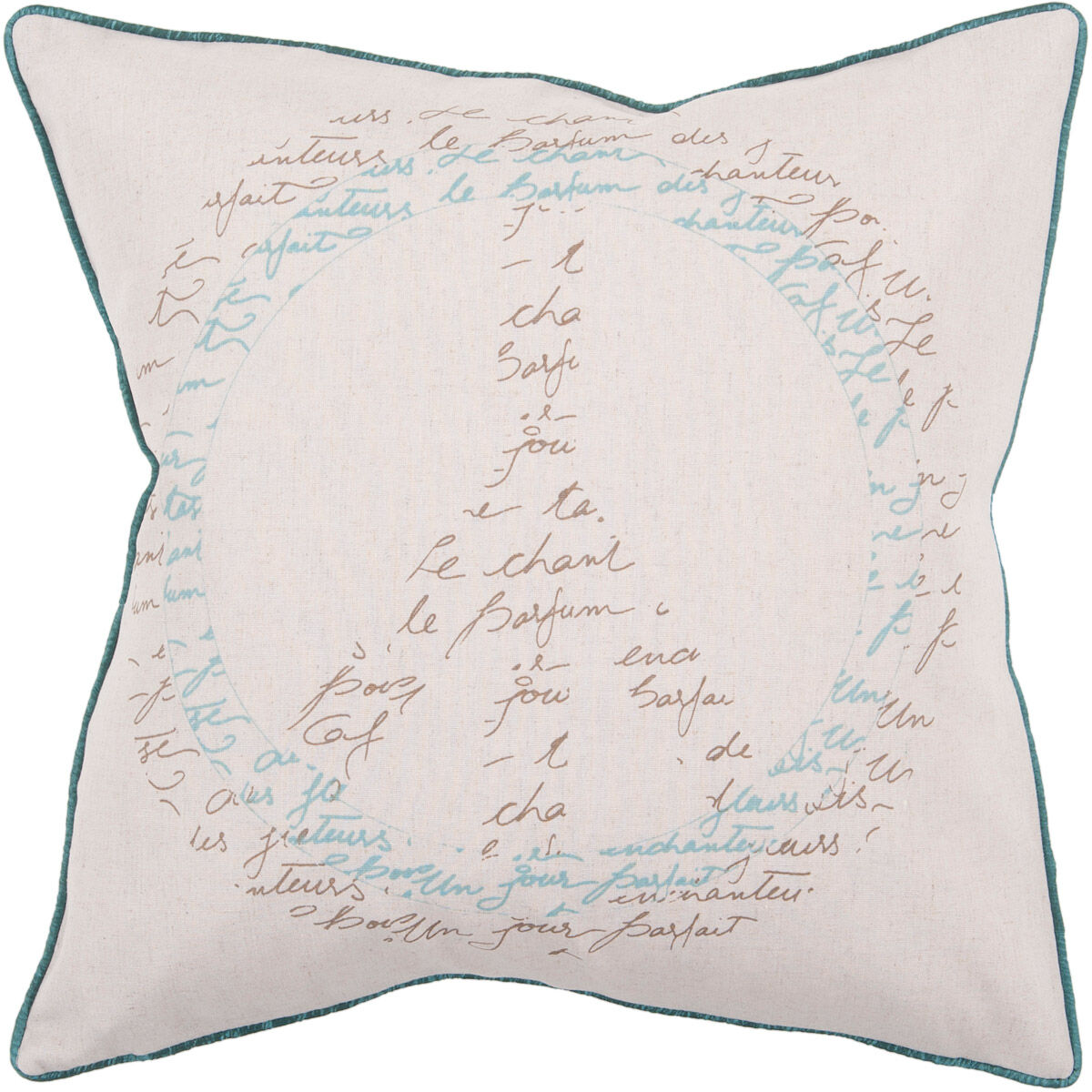 Decorative Pillows 18 inch Teal, Beige Pillow Kit
