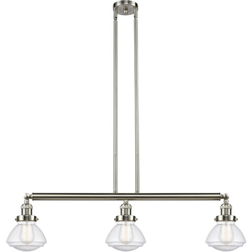 Franklin Restoration Olean 3 Light 39 inch Brushed Satin Nickel Island Light Ceiling Light in Seedy Glass, Franklin Restoration