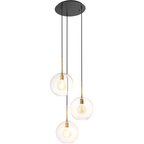 Tango 3 Light 23.62 inch Antique Brass Chandelier Ceiling Light