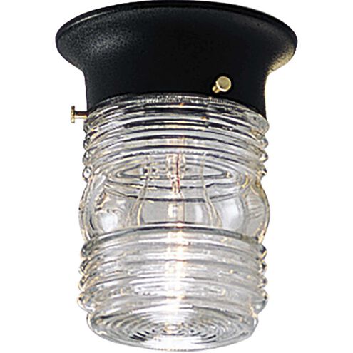 Utility Lantern 1 Light 4.88 inch Textured Black Outdoor Flush Mount