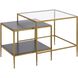 Carrick 26 X 24 inch Dark Brown with Brass and Clear Nesting Table, Set of 2