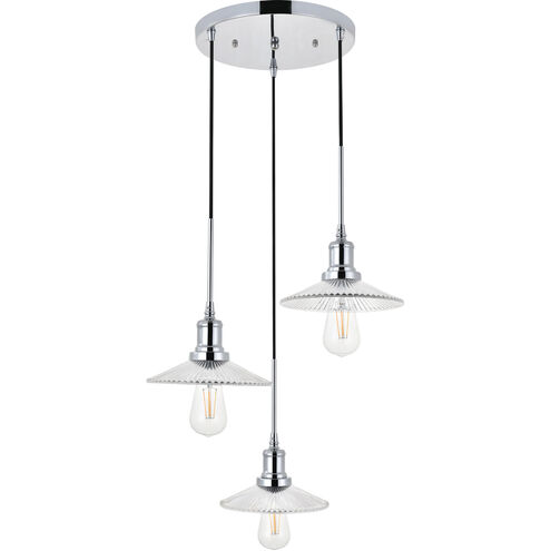 Waltz 3 Light 19 inch Chrome Pendant Ceiling Light
