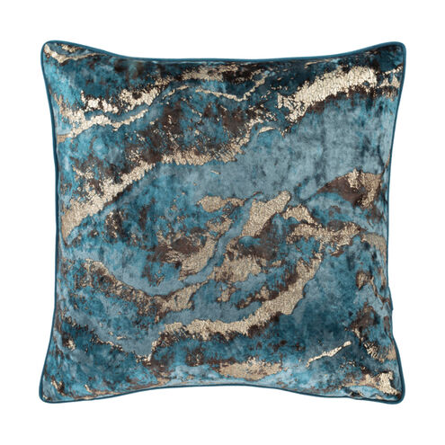 Agate 18 X 18 inch Bright Blue/Khaki/Dark Brown Pillow Kit, Square