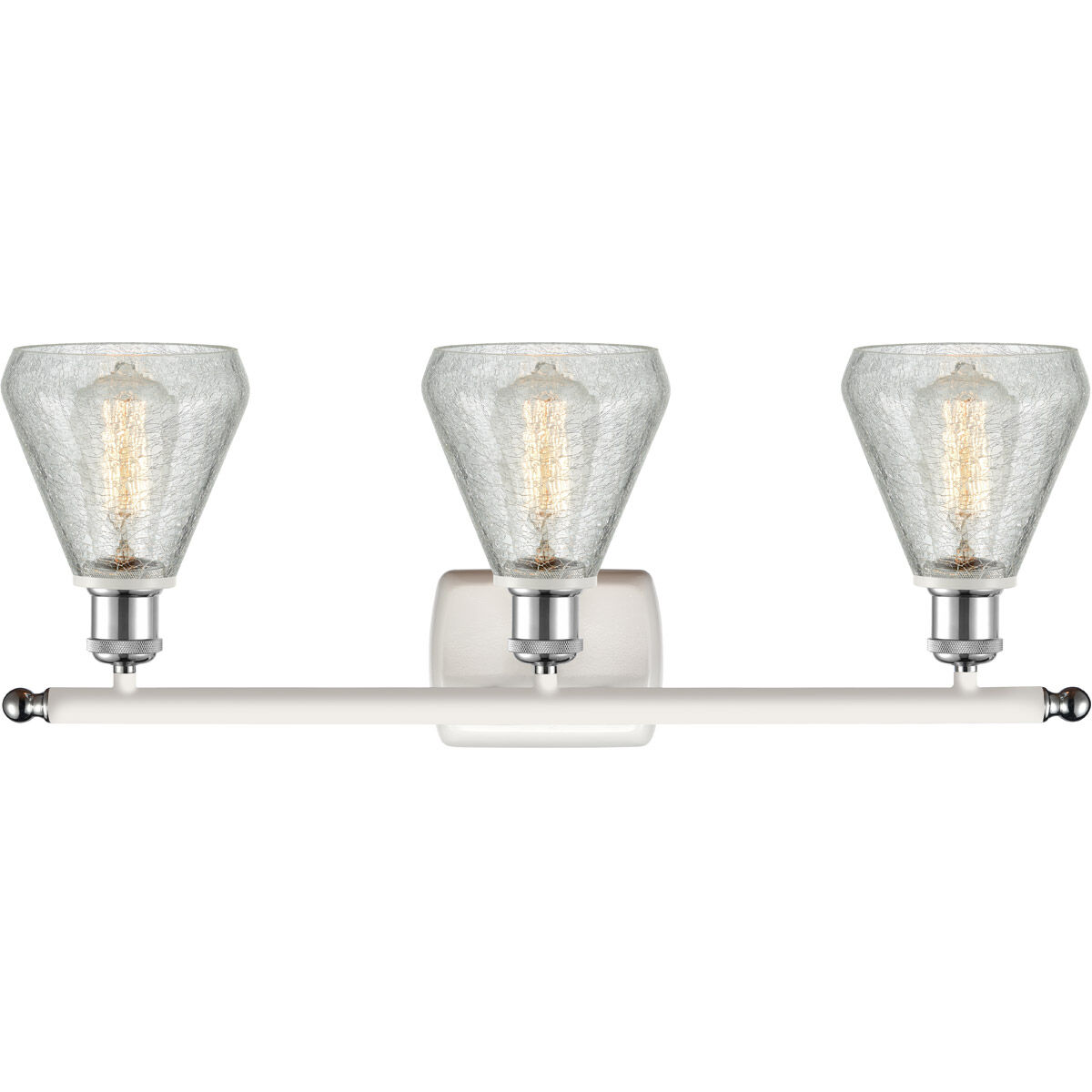 Ballston Conesus 3 Light 26 inch White and Polished Chrome Bath Vanity Light Wall Light, Ballston